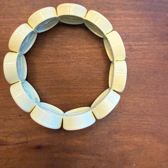 J CREW Brûlée Yellow with Quartz Brown gem Enamel elastic bracelet Stunning! EUC - Picture 3 of 3